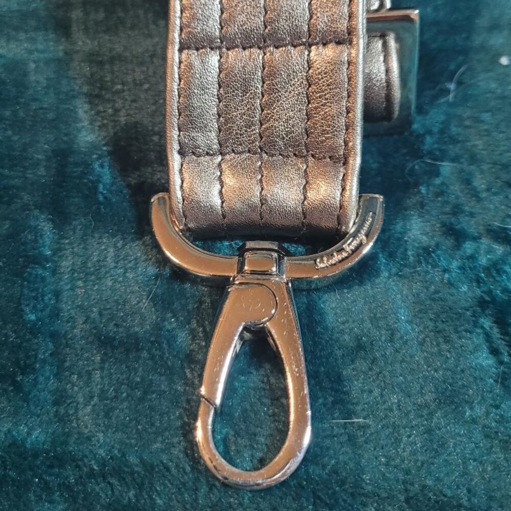 Salvatore Ferragamo-Metallic Leather UNIQUE Studded Hobo w/ Removable Strap - Picture 5 of 10